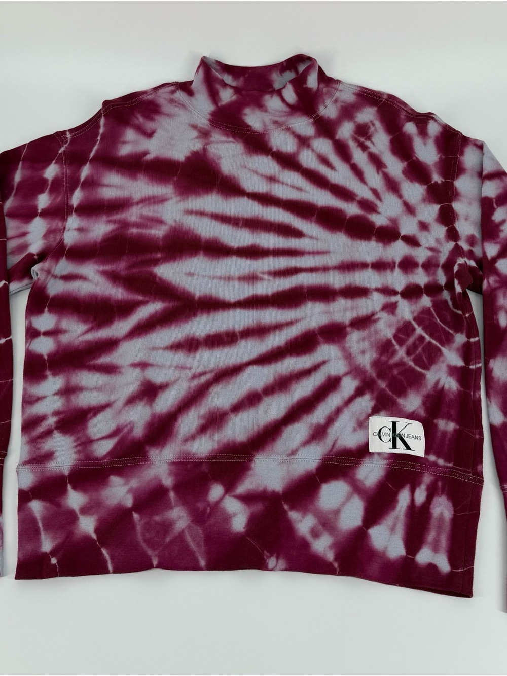 Calvin Klein Jeans Tie Dye Mock Neck Sweatshirt Pink Womens NWT - Picture 5 of 16